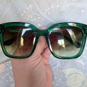 Diff Bella green sunglasses with gold siding /over sized frame